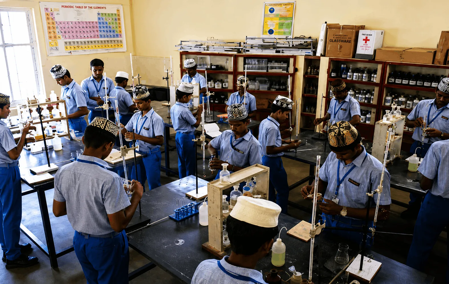 Crescent School students carrying out experiments in the chemistry laboratory