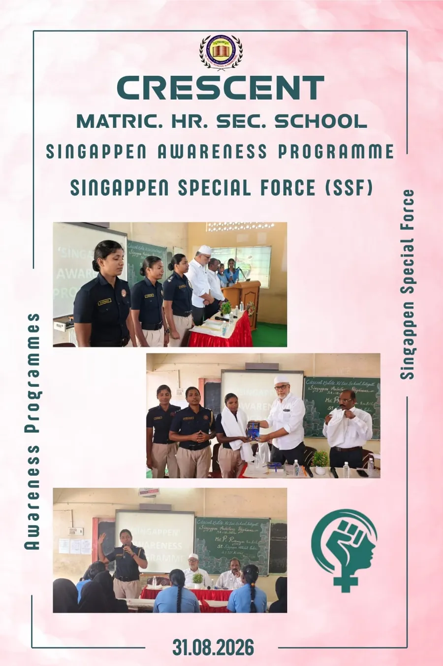 Singappen Special Force officers leading a women’s safety awareness programme for students