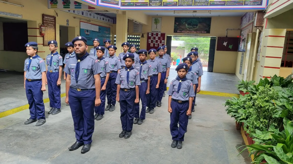 Scout cadets standing in formation during a school parade